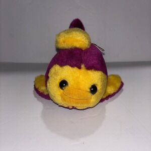 Vintage Nanco Purple Yellow Plush Fish Stuffed Animal Fair Carnival Prize 8"